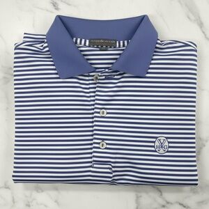 Peter Millar Summer Comfort Polo Mens Medium Blue White Stripe Performance Golf